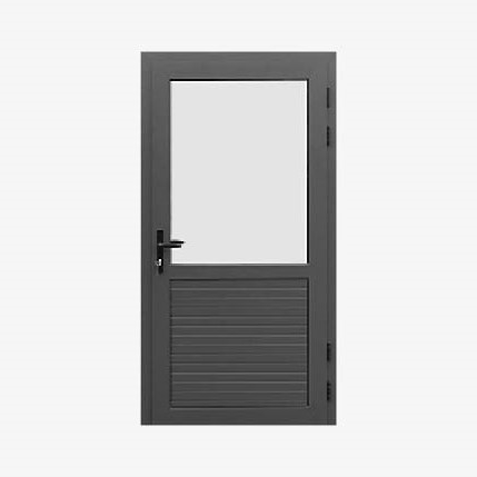 enkele deur halfglas, rechtsdraaiend (107 x 216 cm. Antraciet)